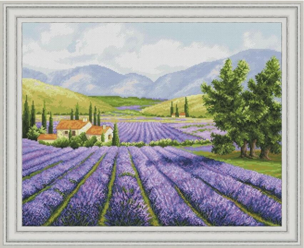 Kreuzstichset Lavendel zum Selbermachen, unbedruckte Leinwand 