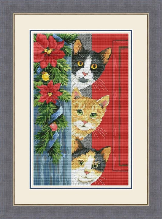 Counted Cross Stitch Kit Christmas Cats DIY Olanta