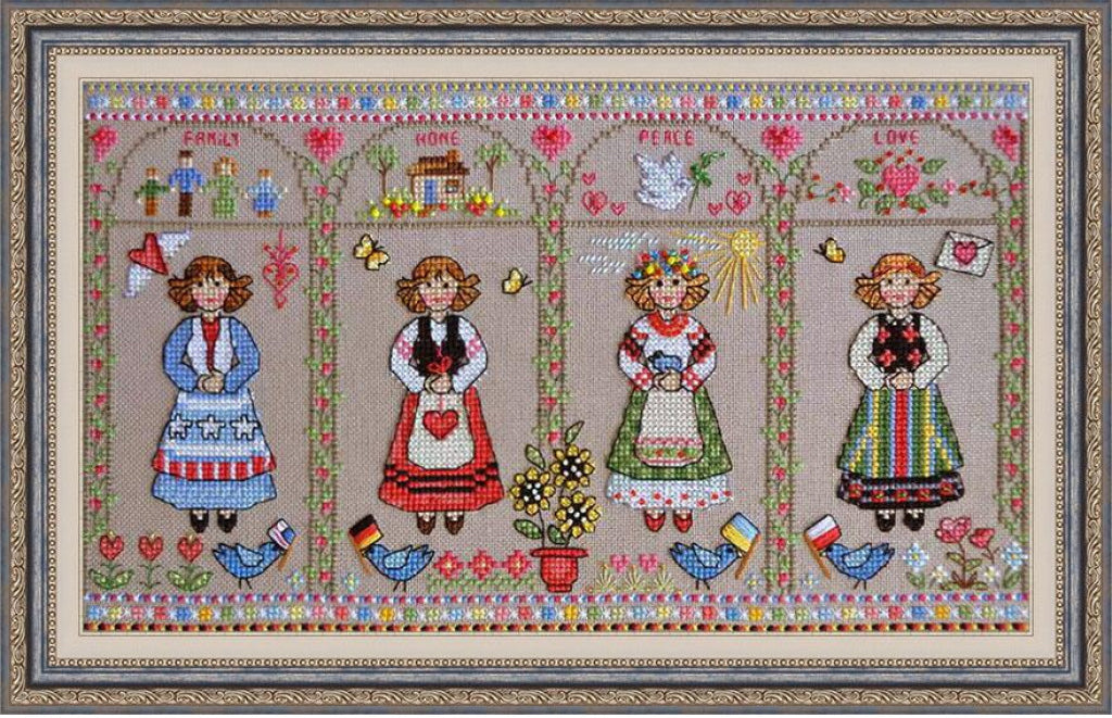Counted Cross Stitch Kit Unity of the world Sampler DIY Olanta