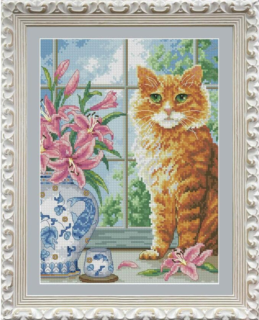 Counted Cross Stitch Kit Red Cat DIY Olanta