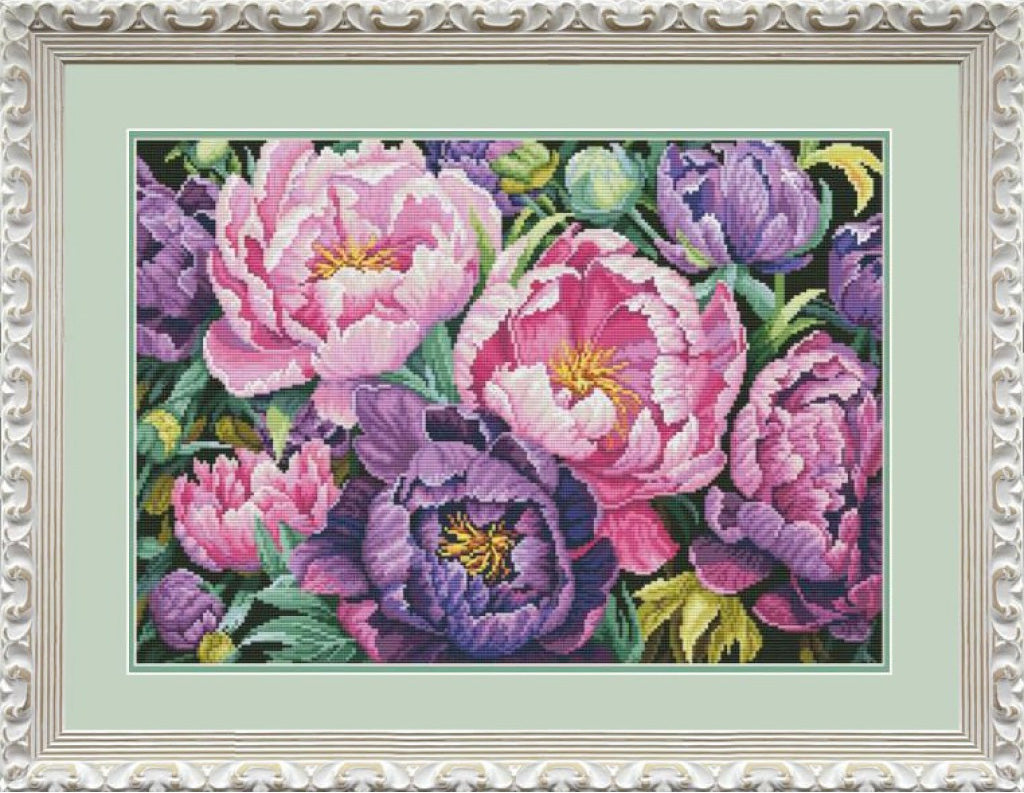 Counted Cross Stitch Kit Peonies flowers DIY Olanta