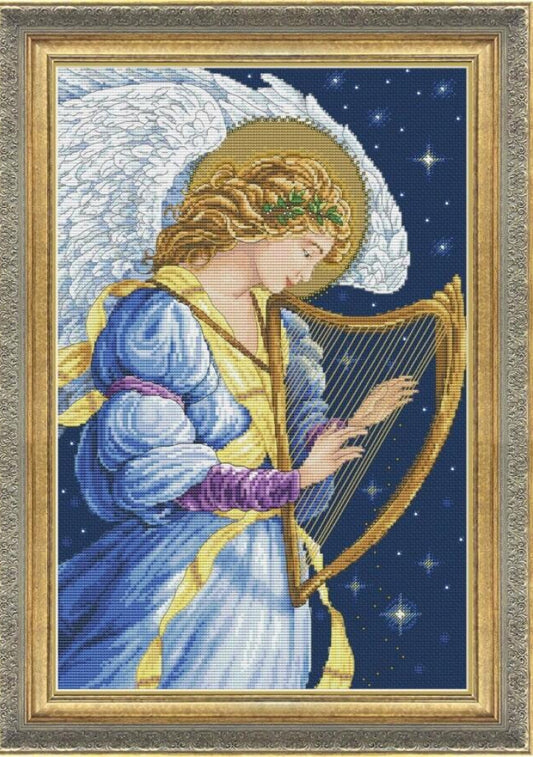 Counted Cross Stitch Kit Angel with a harp DIY Olanta