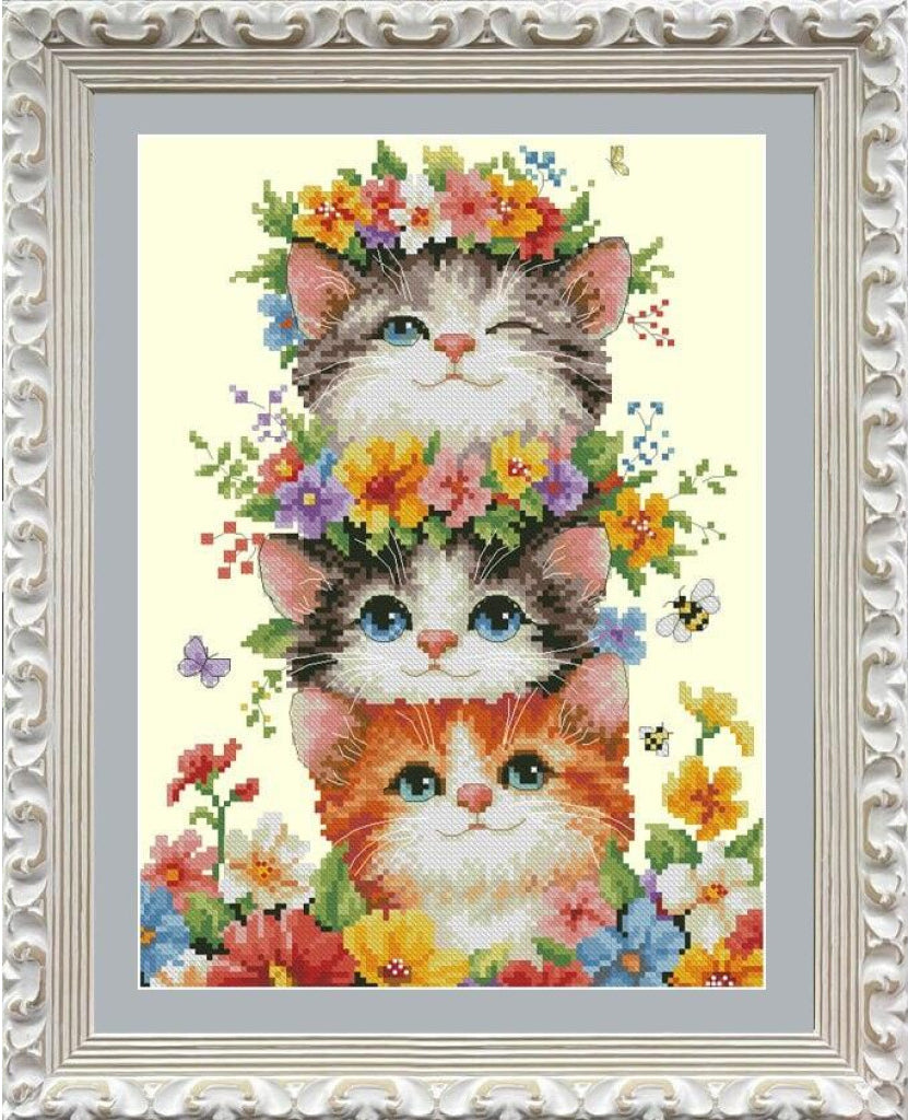 Kreuzstichset „Katze“ zum Selbermachen, unbedruckte Leinwand 