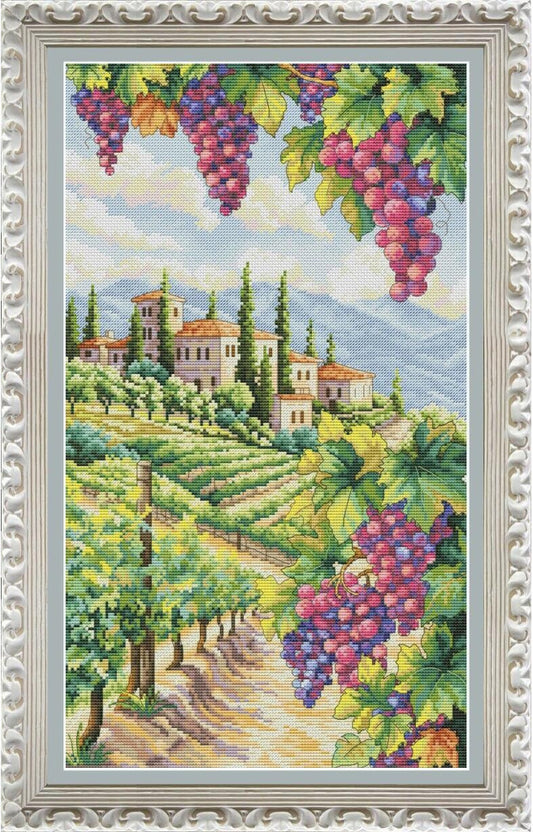 Counted Cross Stitch Kit Tuscan vineyards DIY Olanta