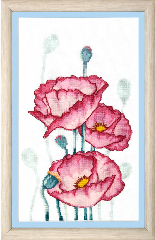 Counted Cross Stitch Kit Flowers Poppies DIY Crystal Art