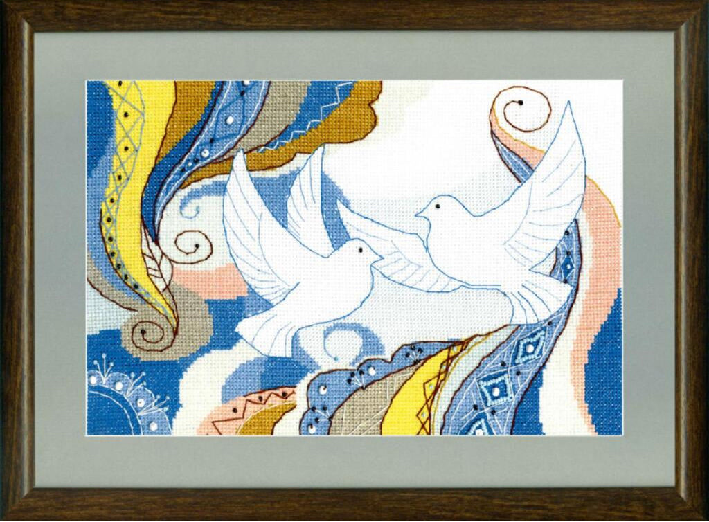 Counted Cross Stitch Kit White doves DIY