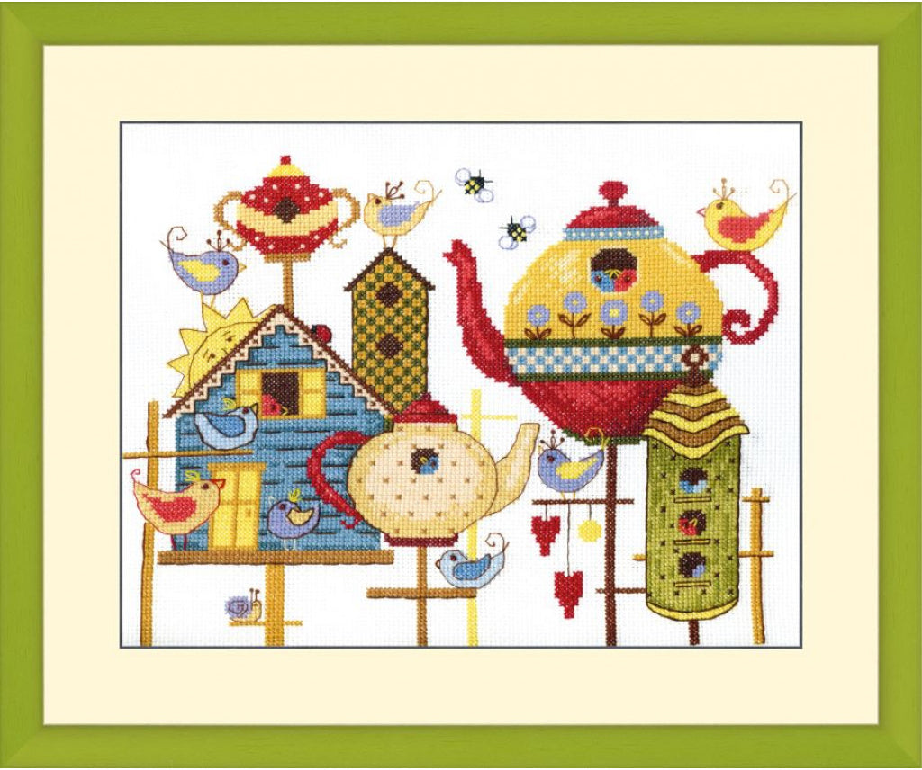 Counted Cross Stitch Kit Birdhouses in spring DIY