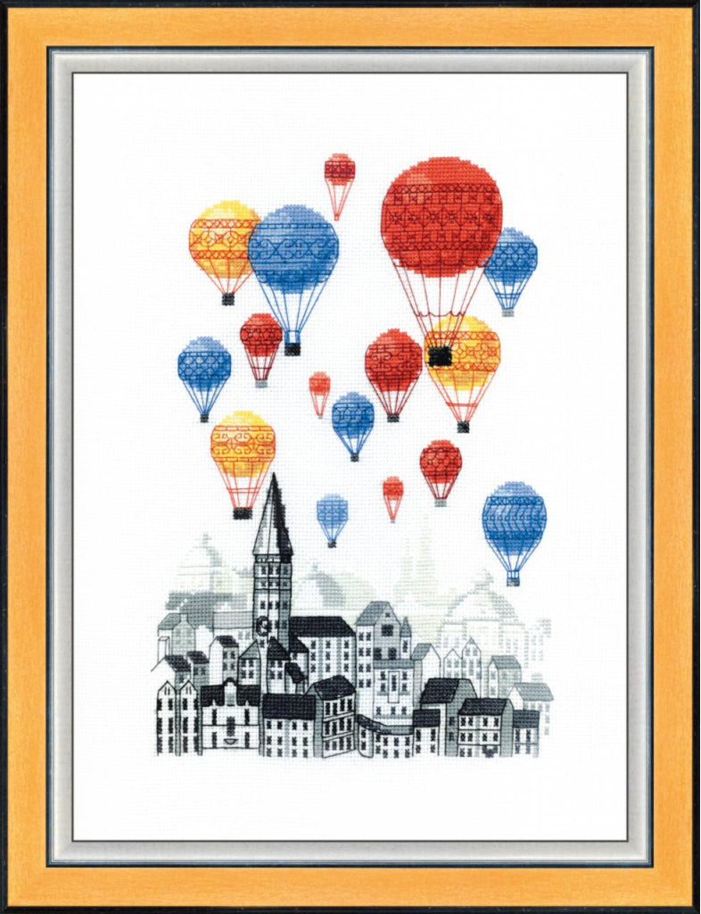 Counted Cross Stitch Kit Traveling on balloons DIY Crystal Art