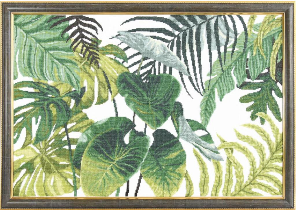 Counted Cross Stitch Kit Tropical leaves DIY Crystal Art