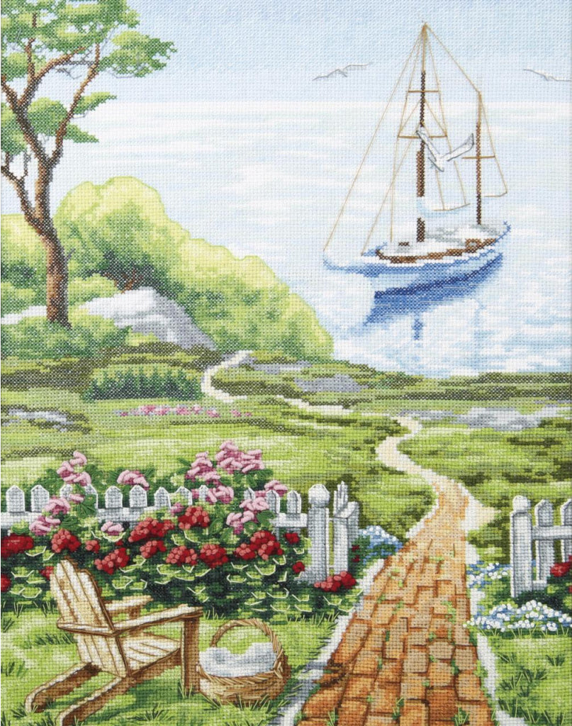 Counted Cross Stitch Kit Road to the sea DIY Crystal Art