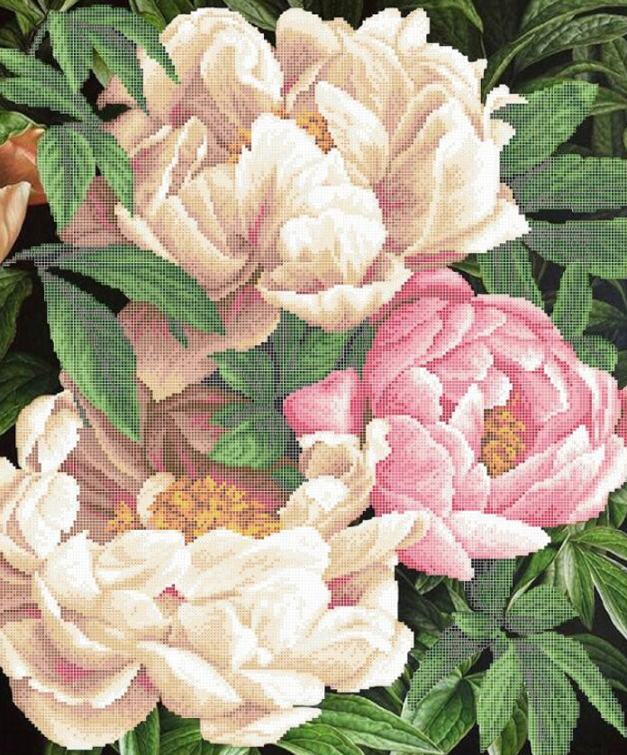 Bead Embroidery Kit Peonies Flowers DIY
