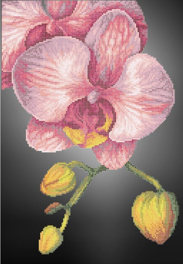 Bead Embroidery Kit Pink orchid Flowers DIY