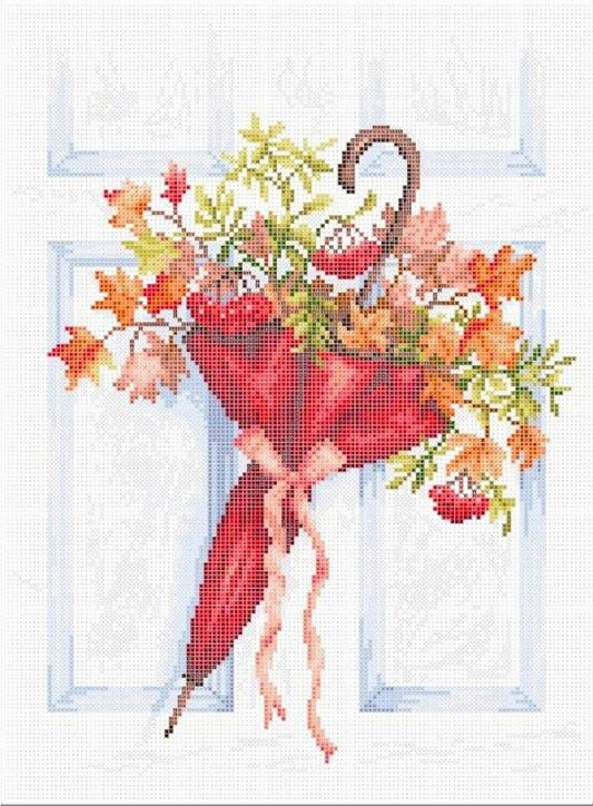 Full Bead Embroidery Kit Autumn umbrella Flowers DIY