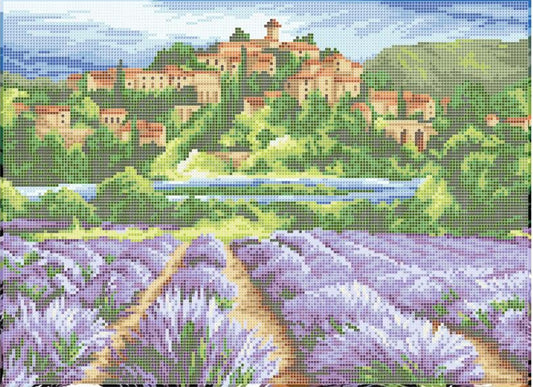 Kit complet de broderie de perles Champ de lavande DIY