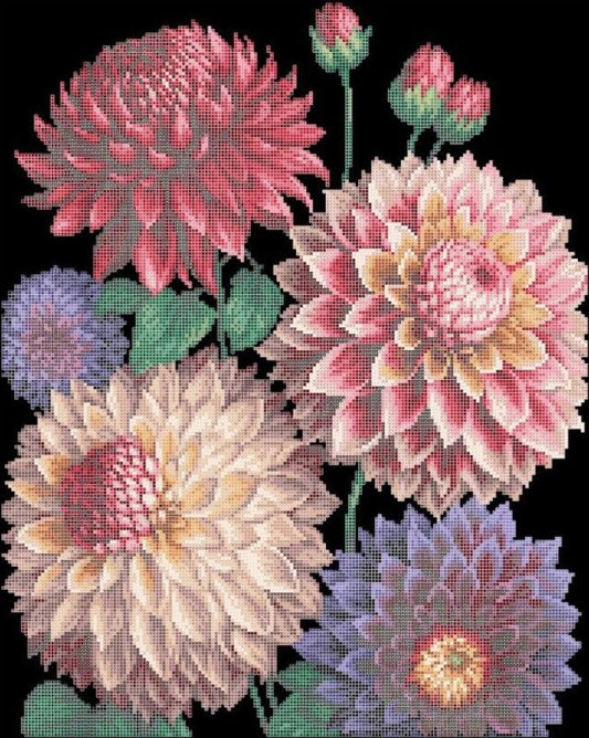 Bead Embroidery Kit Dahlias Flowers DIY