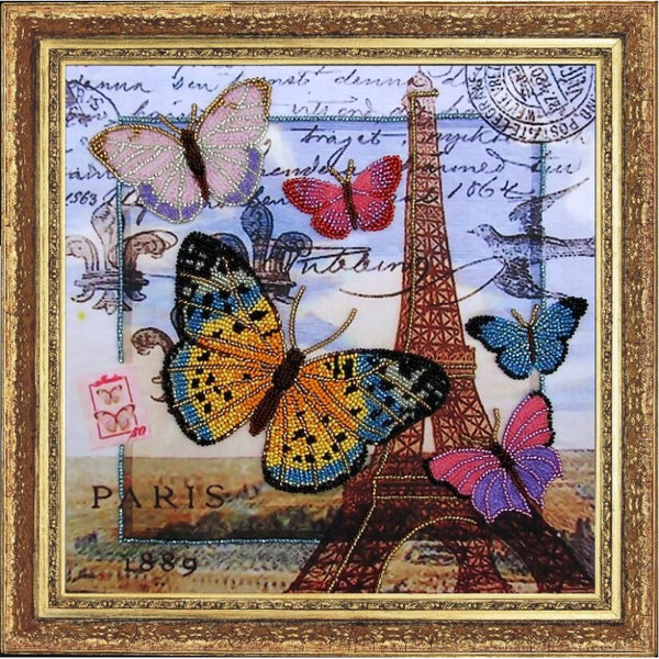 Bead embroidery kit Greetings from Paris DIY Beadwork Beading Bead stitching - DIY-craftkits