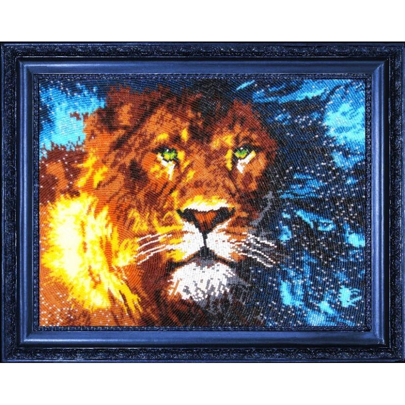 Bead embroidery kit Lion DIY Beadwork Beading Bead stitching - DIY-craftkits