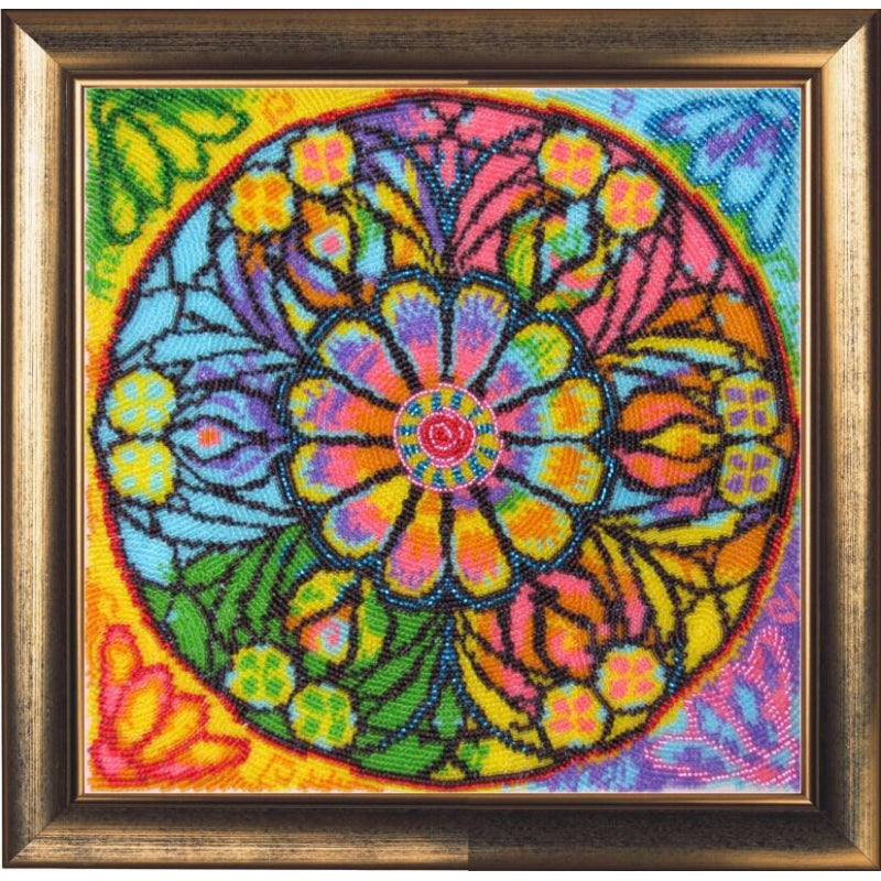 Bead embroidery kit Mandala of happiness DIY Beadwork Beading Bead stitching - DIY-craftkits