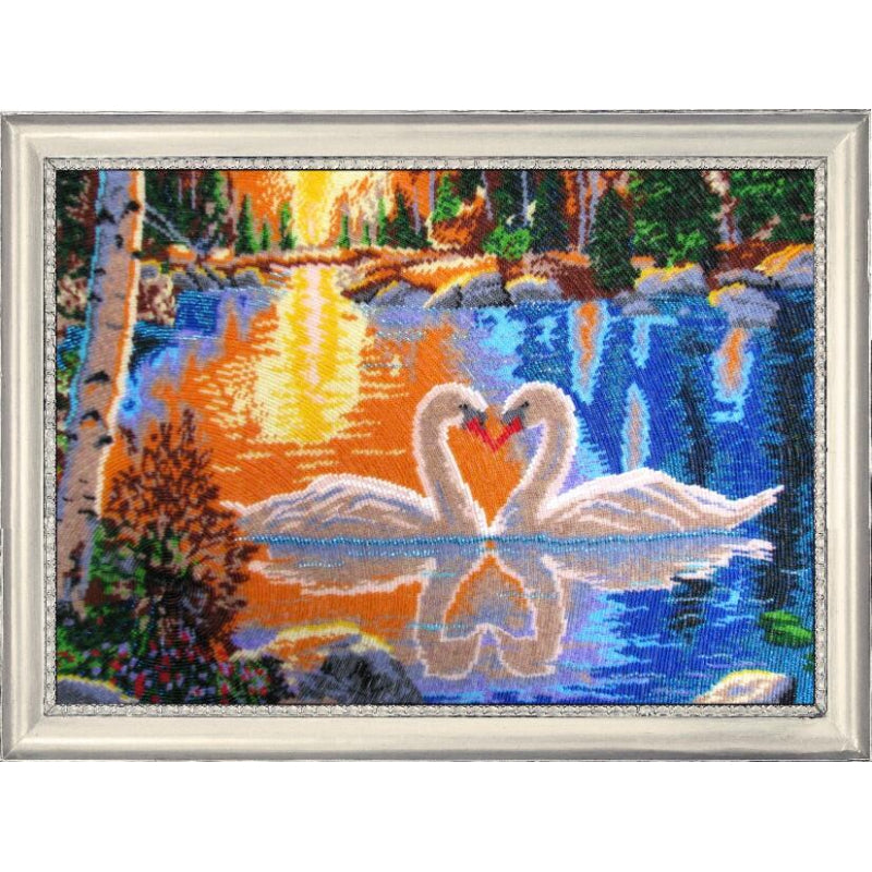 Bead embroidery kit Swans DIY - DIY-craftkits