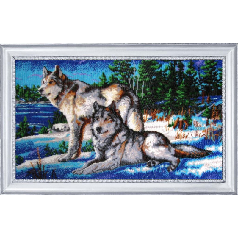 Bead embroidery kit Wolves DIY Beadwork Beading Bead stitching - DIY-craftkits