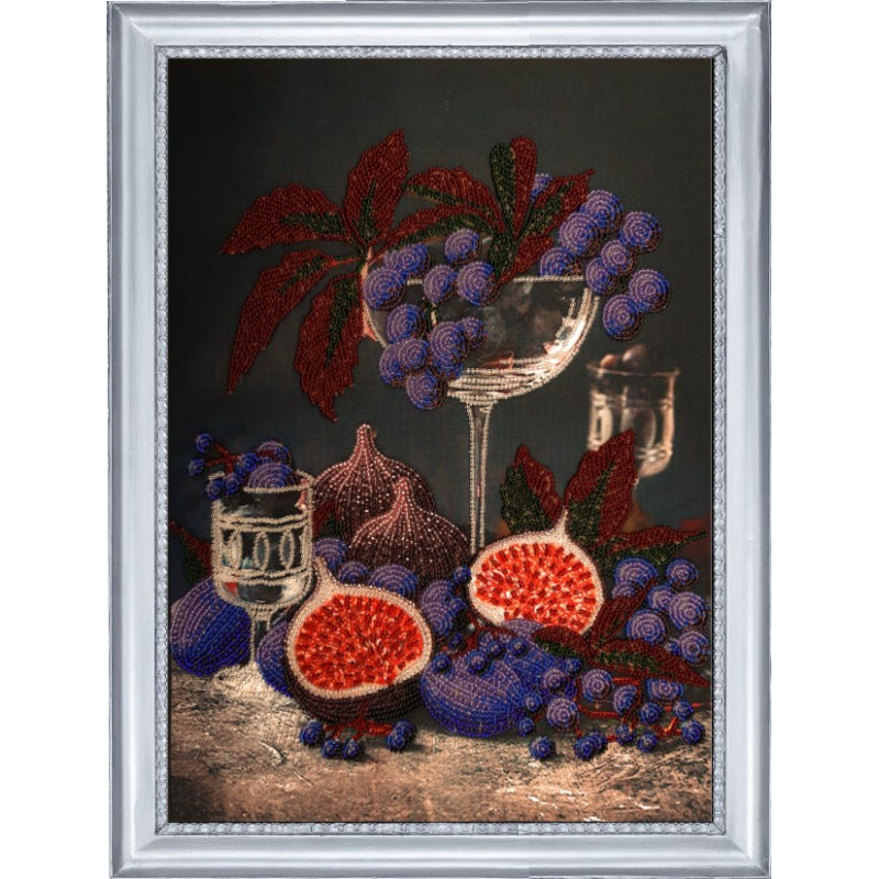 Bead embroidery kit Still life with figs DIY Beadwork Beading Bead stitching - DIY-craftkits