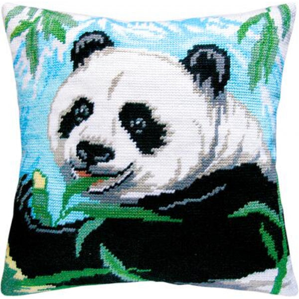 Tapestry Needlepoint pillow kit "Panda" DIY Printed canvas - DIY-craftkits