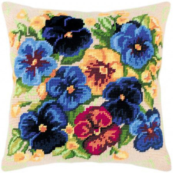 Tapestry Needlepoint pillow kit "Spring bouquet" DIY Printed canvas - DIY-craftkits