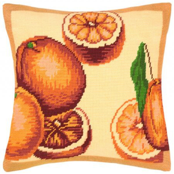 Tapestry Needlepoint pillow kit "Oranges" DIY Printed canvas - DIY-craftkits