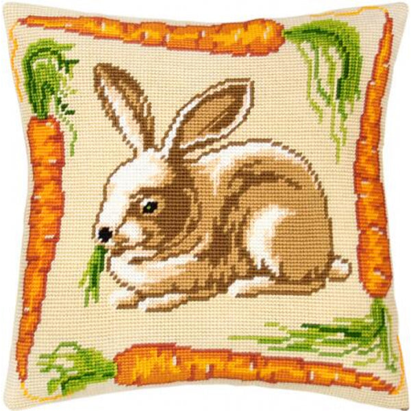 Tapestry Needlepoint pillow kit "Rabbit" DIY Printed canvas - DIY-craftkits