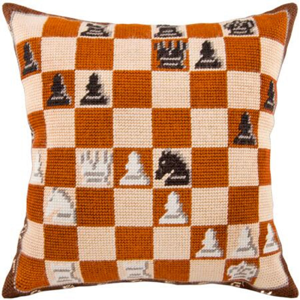 Tapestry Needlepoint pillow kit "Chess" DIY Printed canvas - DIY-craftkits