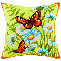 Tapestry Needlepoint pillow kit "Butterfly" DIY Printed canvas - DIY-craftkits