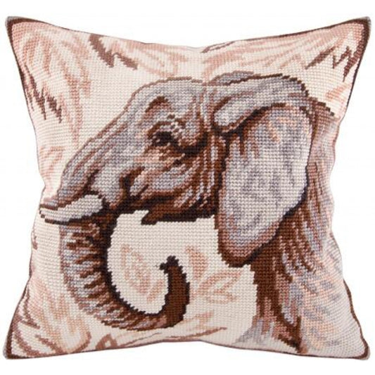 Tapestry Needlepoint pillow kit "Elephant" DIY Printed canvas - DIY-craftkits