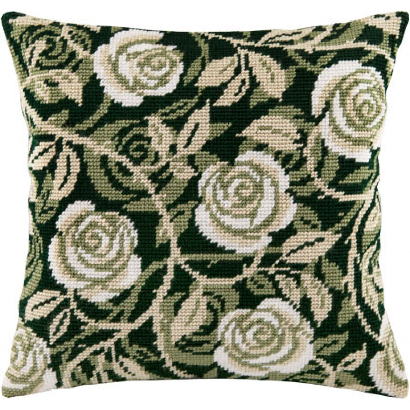 Tapestry Needlepoint pillow kit "Roses" DIY Printed canvas - DIY-craftkits