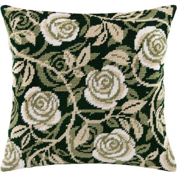 Tapestry Needlepoint pillow kit "Roses" DIY Printed canvas - DIY-craftkits