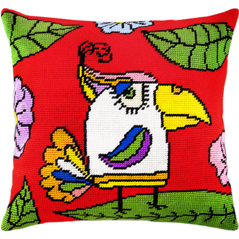 Tapestry Needlepoint pillow kit "Parrot" DIY Printed canvas - DIY-craftkits