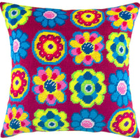 Tapestry Needlepoint pillow kit "Flowers" DIY Printed canvas - DIY-craftkits