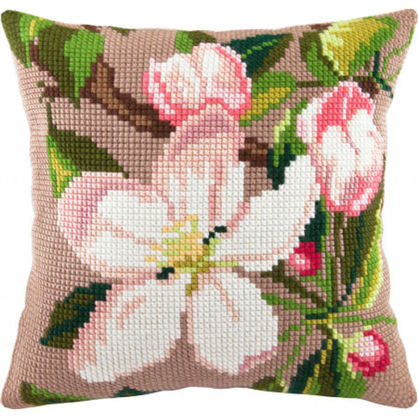 Cross stitch kit Pillow "Apple blossom" DIY Printed canvas - DIY-craftkits