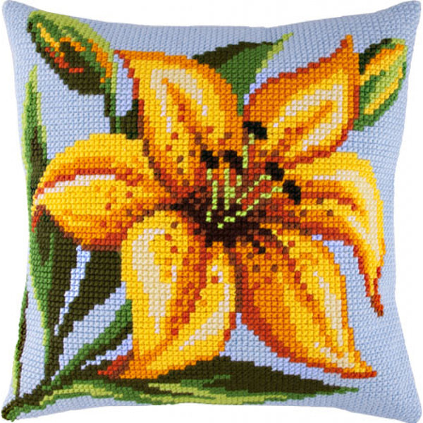 Cross stitch kit Pillow "Lily" DIY Printed canvas - DIY-craftkits