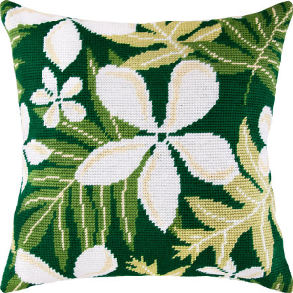 Tapestry Needlepoint pillow kit "Jasmine" DIY Printed canvas - DIY-craftkits