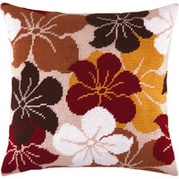 Tapestry Needlepoint pillow kit "Catharanthus" DIY Printed canvas - DIY-craftkits