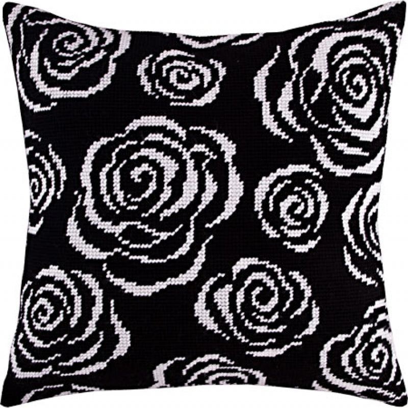 Tapestry Needlepoint pillow kit "Roses at night" DIY Printed canvas - DIY-craftkits