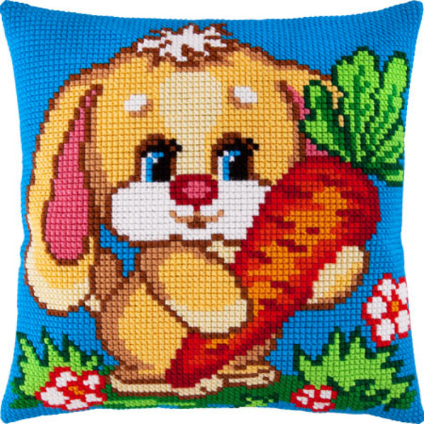 Cross stitch kit Pillow "Hare" DIY Printed canvas - DIY-craftkits