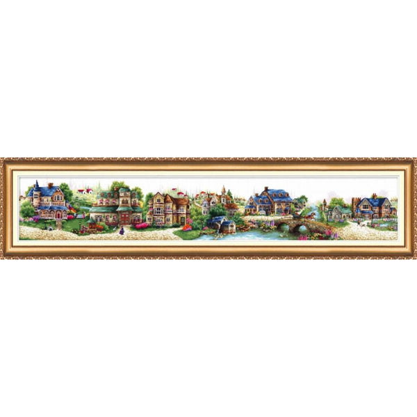 Counted Cross stitch kit Fairytale town DIY Unprinted canvas - DIY-craftkits