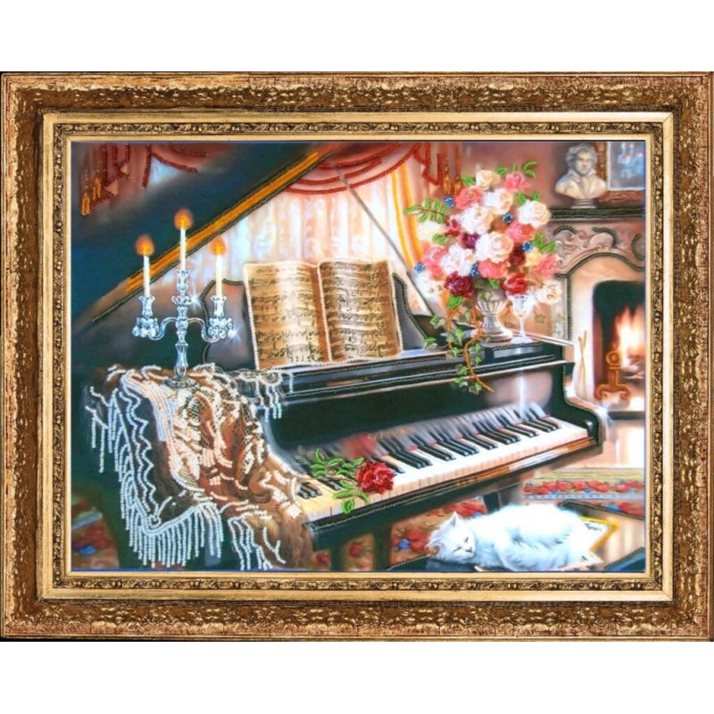 Bead embroidery kit Piano DIY Beadwork Beading Bead stitching - DIY-craftkits