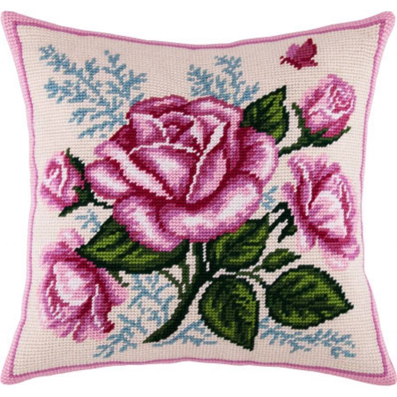 Tapestry Needlepoint pillow kit "Roses" DIY Printed canvas - DIY-craftkits