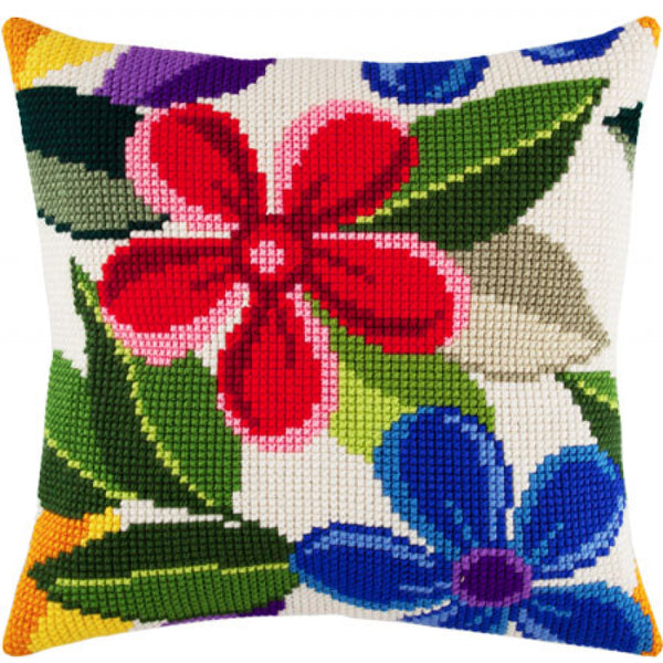 Cross stitch kit Pillow "Flower fantasy" DIY Printed canvas - DIY-craftkits