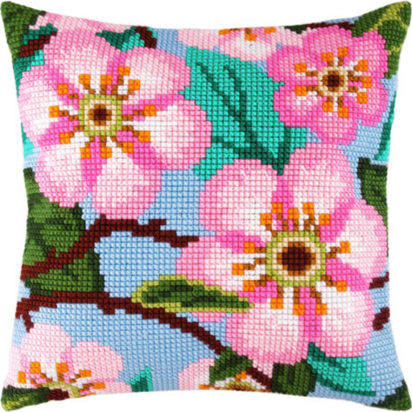 Cross stitch kit Pillow "Spring" DIY Printed canvas - DIY-craftkits
