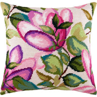 Tapestry Needlepoint pillow kit "Magnolia" DIY Printed canvas - DIY-craftkits