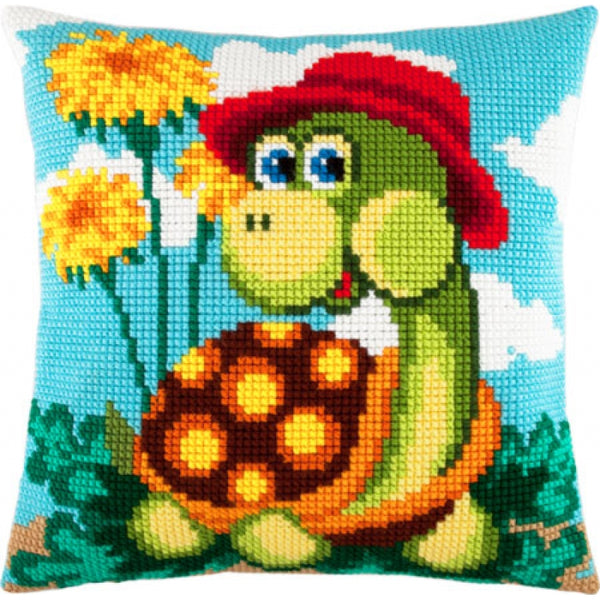 Cross stitch kit Pillow "Turtle" DIY Printed canvas - DIY-craftkits