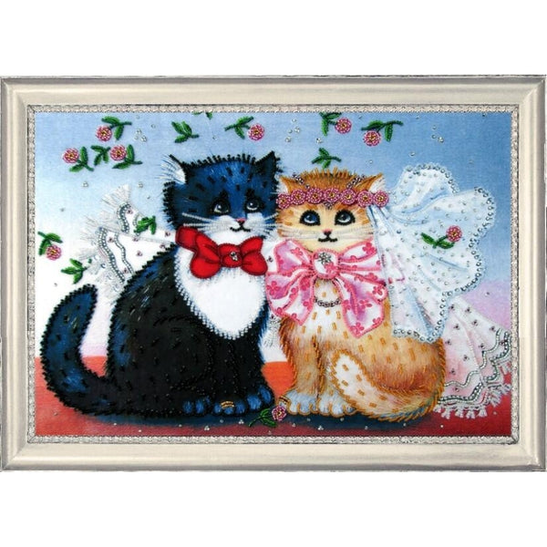 AllAboutEmbroideryUA Cute Kitten Bead Embroidery Kit Cat Needlepoint Handcraft Tapestry Beading Kits Beaded Cross Stitch Pet Lover DIY Gift Idea